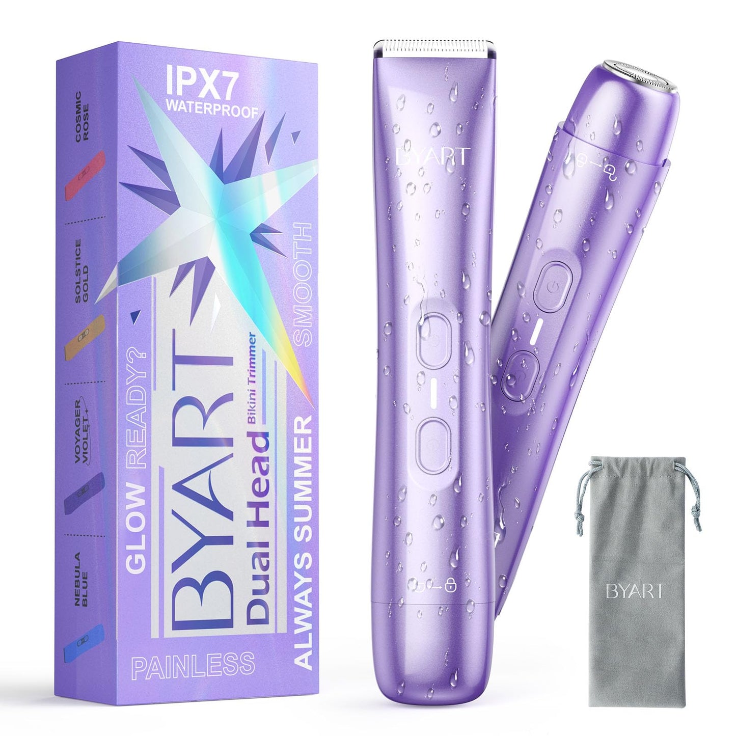 BYART Bikini Trimmer for Women Dual Head - IPX7 Waterproof & Painless Electric Razors for Pubic Hair, Face, Legs, Underarms - Portable Cordless Shaver Beauty and Personal Care BYART Default Title