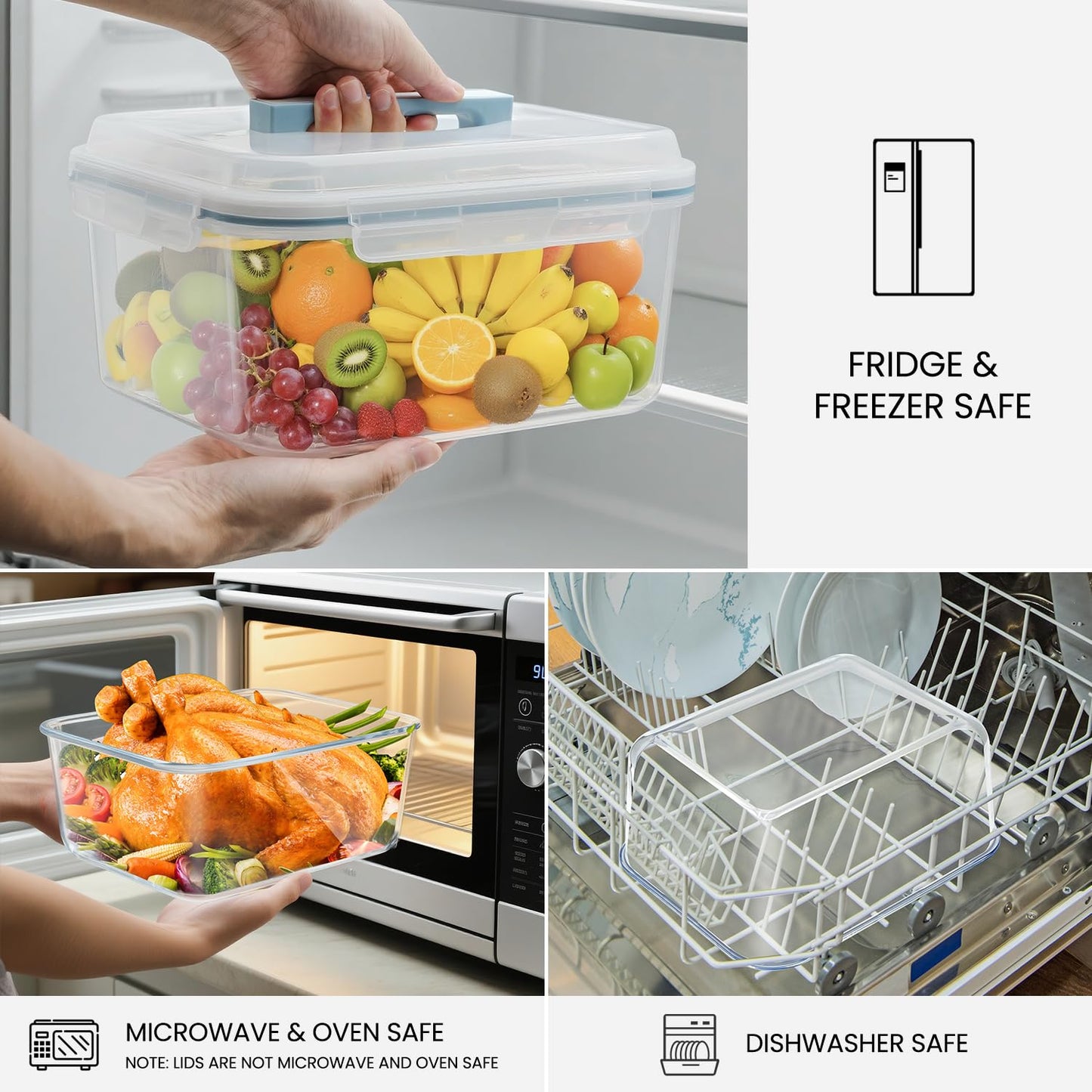 Hontent Large Glass Storage Containers with Lids 201oz Extra Large Big Airtight Glass Food Storage Containers for Rotisserie Chicken Watermelon…