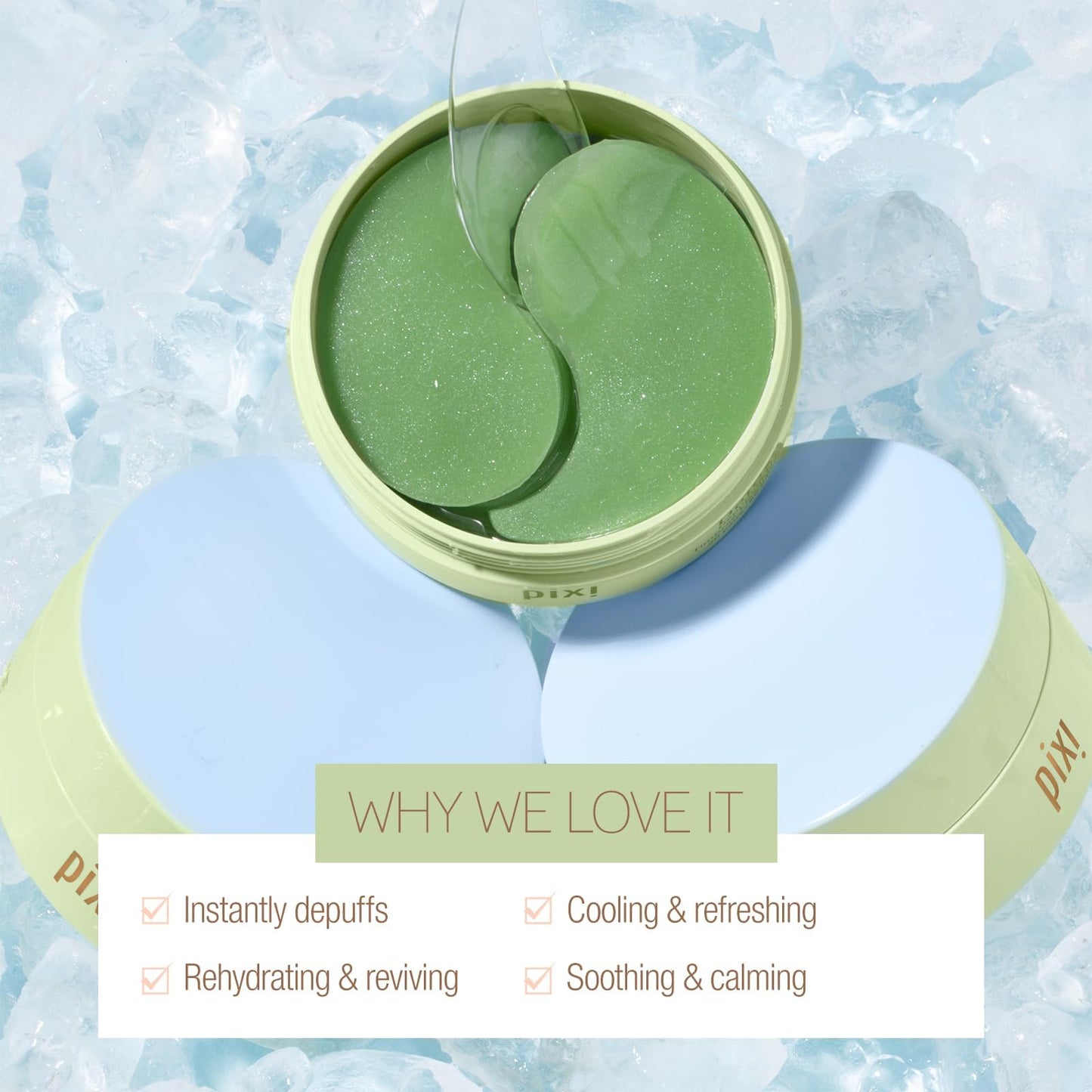 Pixi DetoxifEYE Depuffing Hydrogel Eye Patches with Cucumber, Hyaluronic Acid & Caffeine for Puffy Eyes and Dark Circles | Treats Tired Eyes