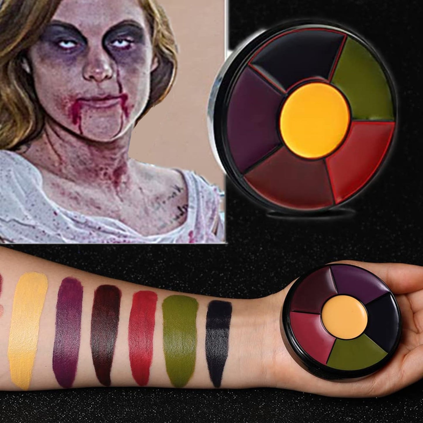 Go Ho 6 Colors Bruise Makeup Set for SFX,Bruises Wheel for Body Oil Paint Theatrical Halloween Fevstival,Face Paint Makeup Materials for Special