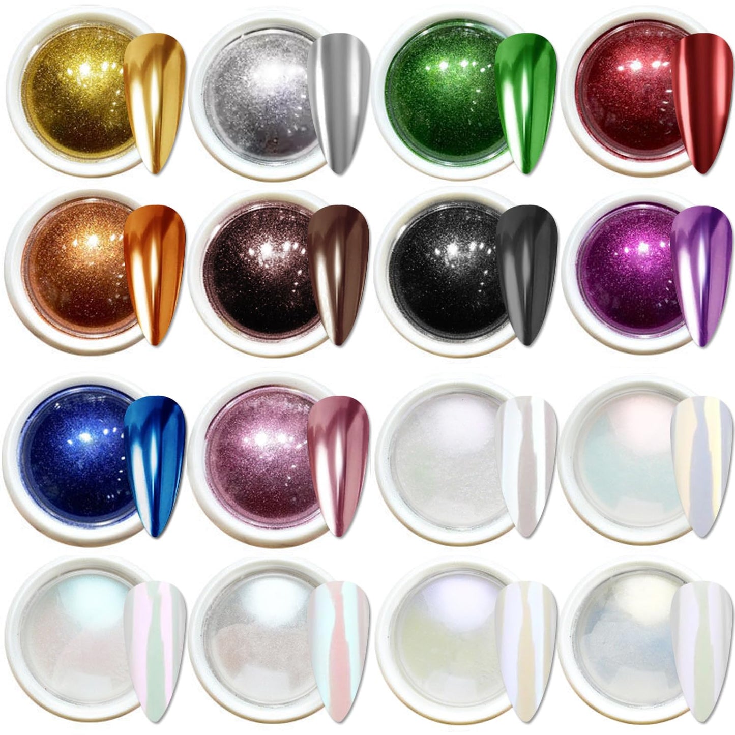 Holographic Mirror Gold White Pearl Chrome Nail Powder Kit Metallic Effect Dust UV Gel Red Silver Nail Chrome Pigment for Nails Set Art Decoration Beauty and Personal Care Vonrui Default Title