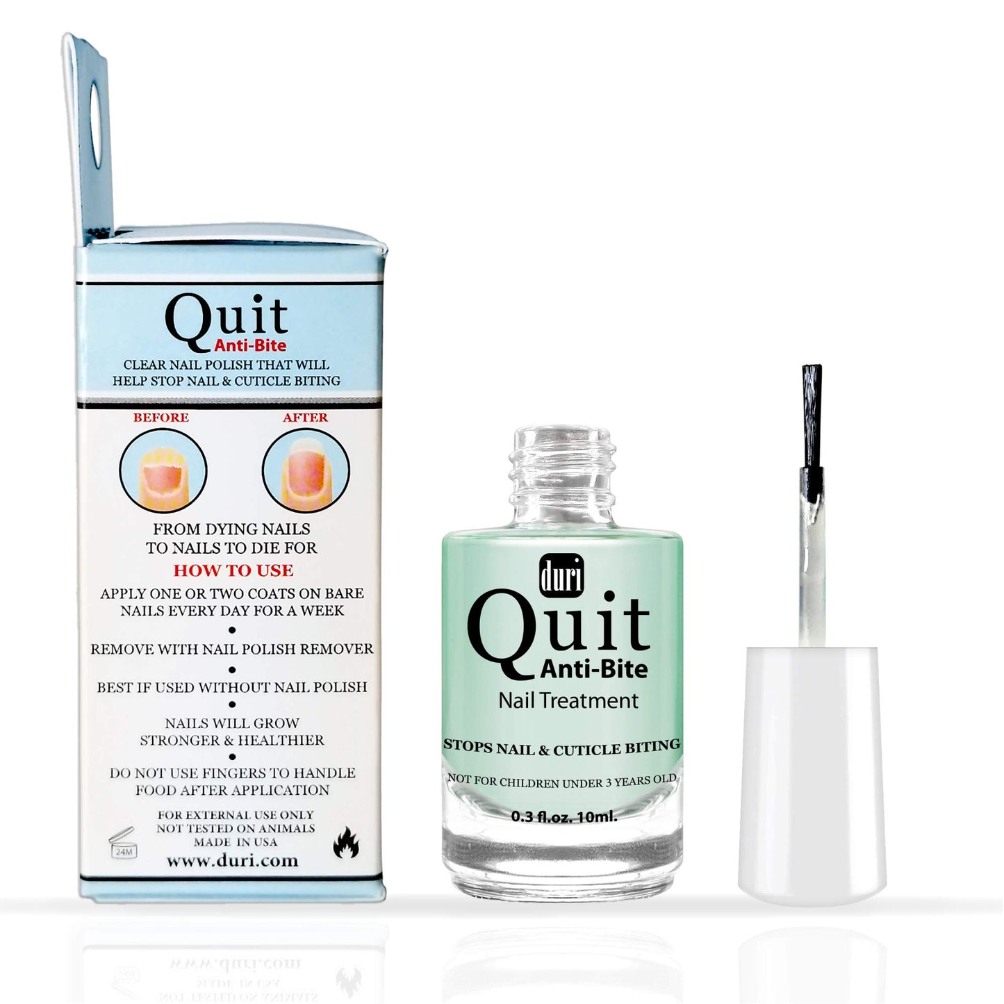 duri Quit Anti Bite, Stops Nail and Cuticle Biting and Sucking, Bitter Taste, Nail Care, for Ages 3+ (0.3 fl.oz. 10 ml.) Beauty & Personal Care duri