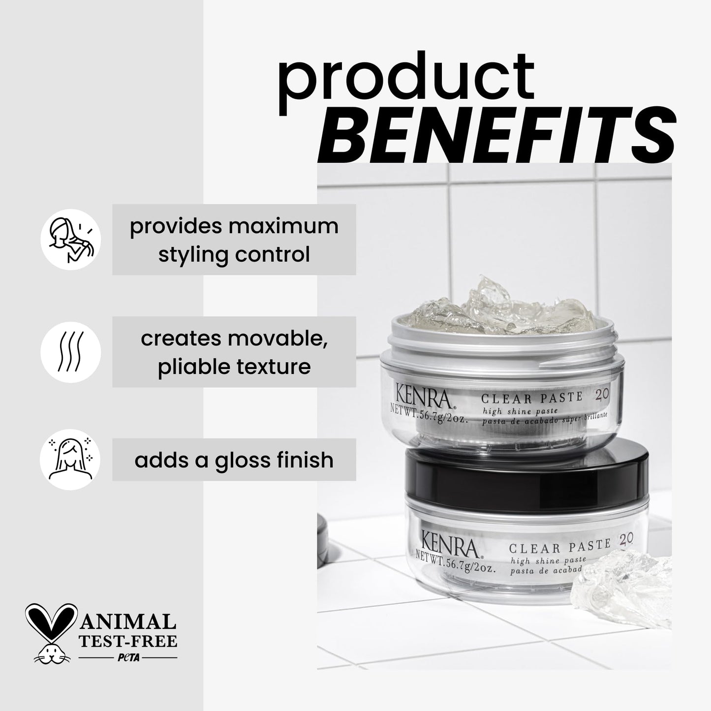 Kenra Professional Clear Paste 20 | High Shine Styler | High Hold & Control | Texturizing | All Hair Types | 2 oz