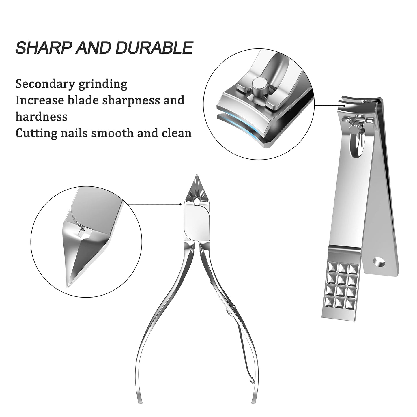 Tseoa Manicure, Pedicure Kit, Nail Clippers, Professional Grooming Kit, Nail Tools with Luxurious Travel Case, Set of 12 … (nail clippers 12pcs)