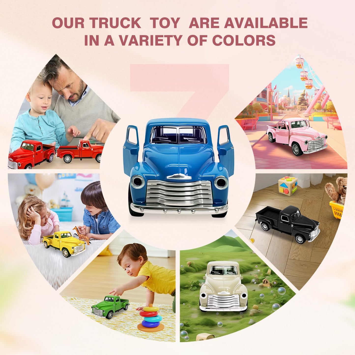 AGSIXZLAN Little Blue Truck Toy for Toddlers 2 3 4 5 6 7 8 Year Old Boys Girls,1:32 Alloy Toddlers Car Toy Driveable,Car Door Can Open,Toy Trucks for…