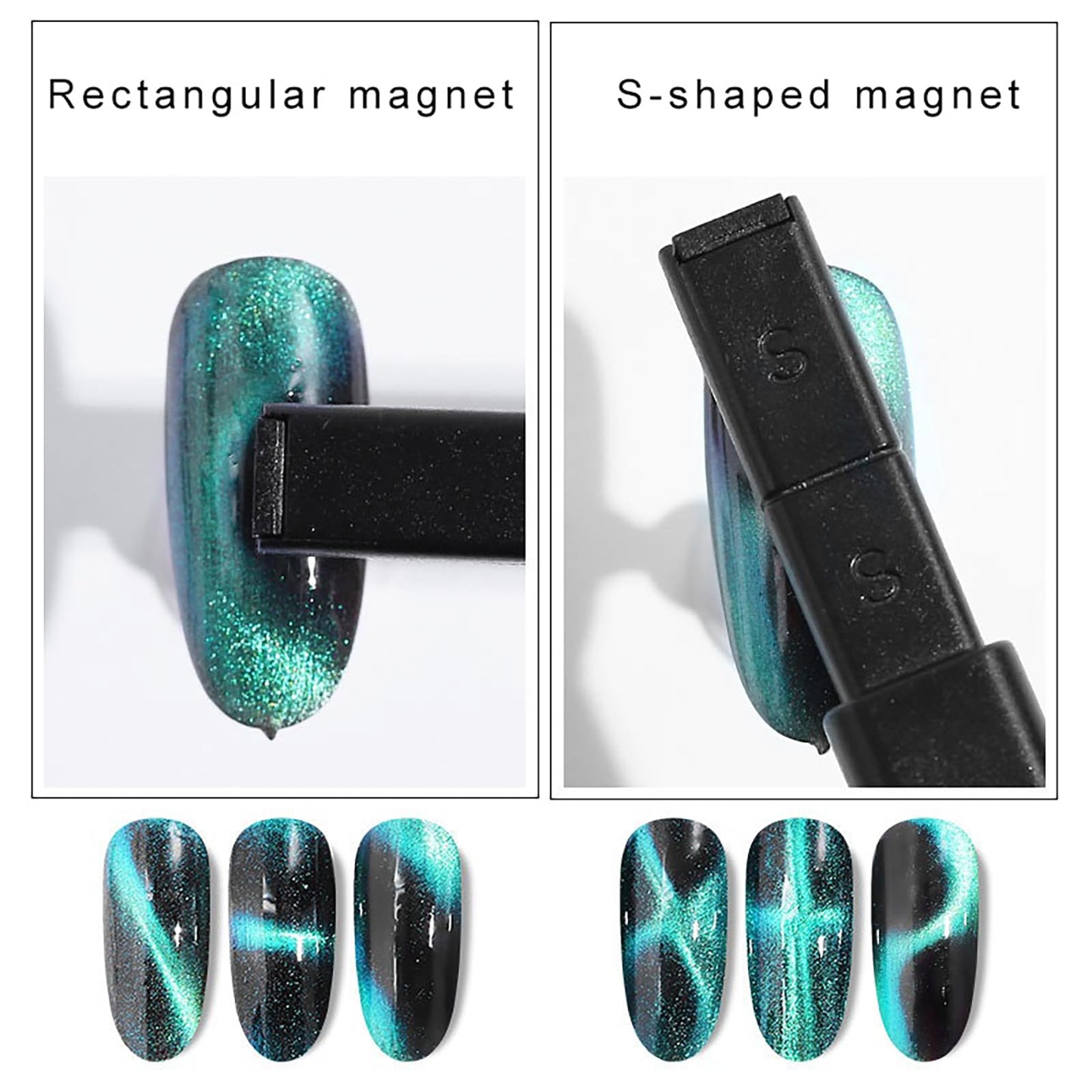 JCAKES 6pcs Cat Eye Magnet Nail Polish Wand - Double-head Magnetic Gel Polish Manicure Tool for Home DIY, Salon, Studio