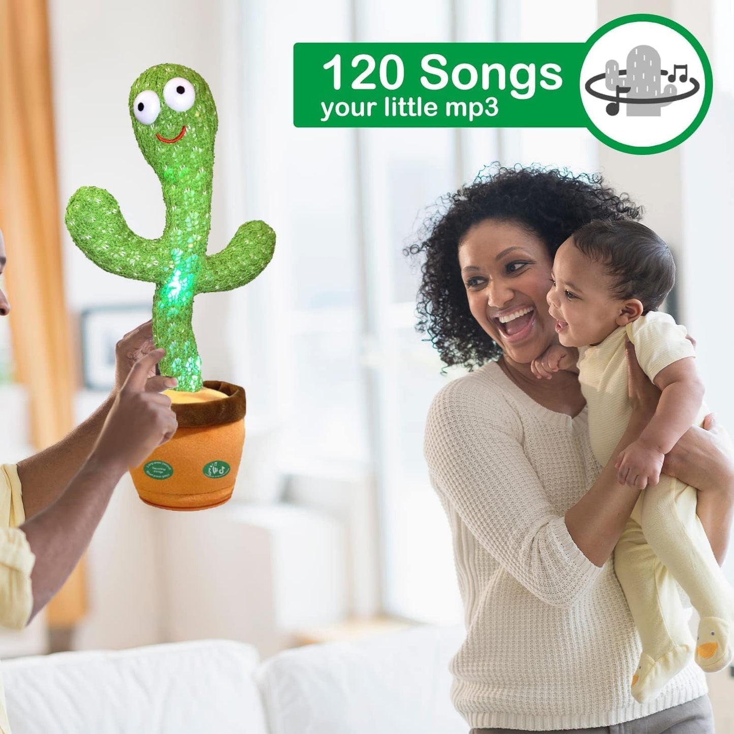 Pbooo Dancing Talking Cactus Mimicking Toy,Talking Repeat Singing Sunny Cactus Toy 120 Pcs Songs for Baby 15S Record Your Sound…
