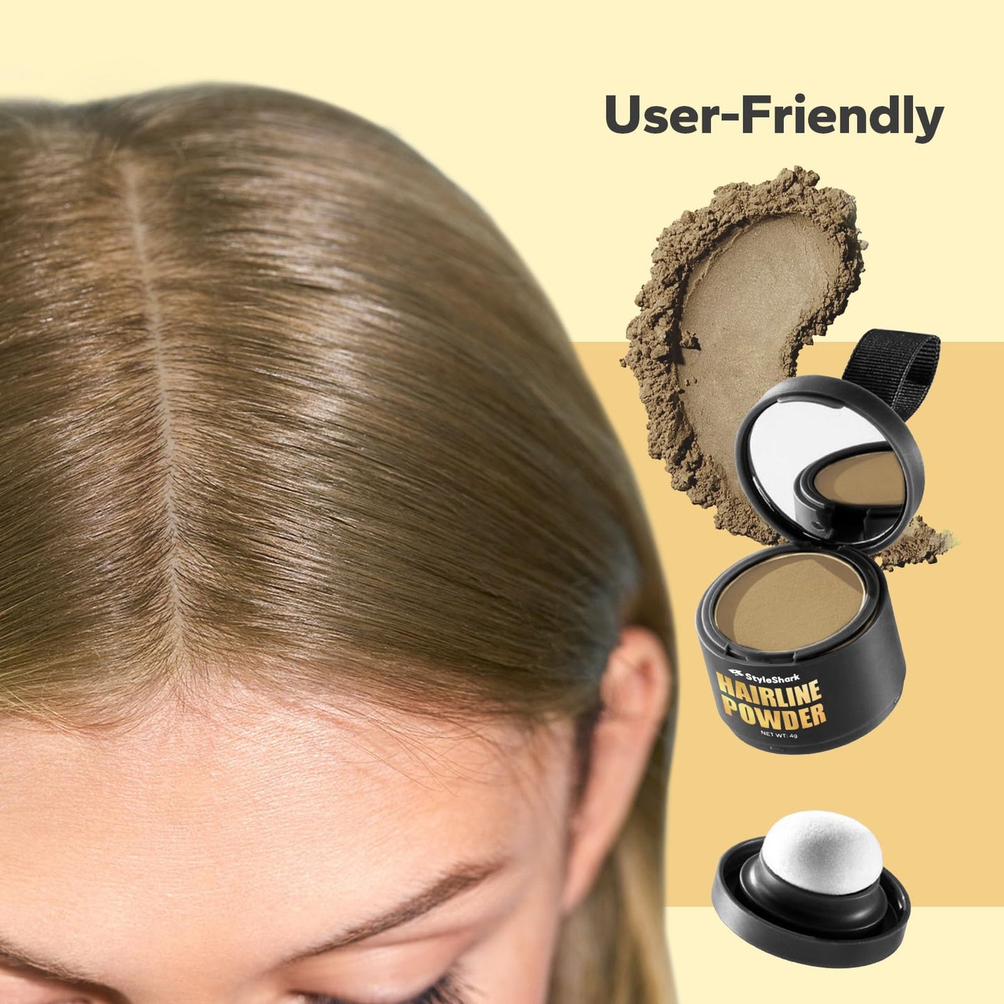 StyleShark Hairline Powder for Men & Women - Stain-Proof Root Touch Up, Quick Cover for Thinning Hair, Sweatproof Powder (Blonde)