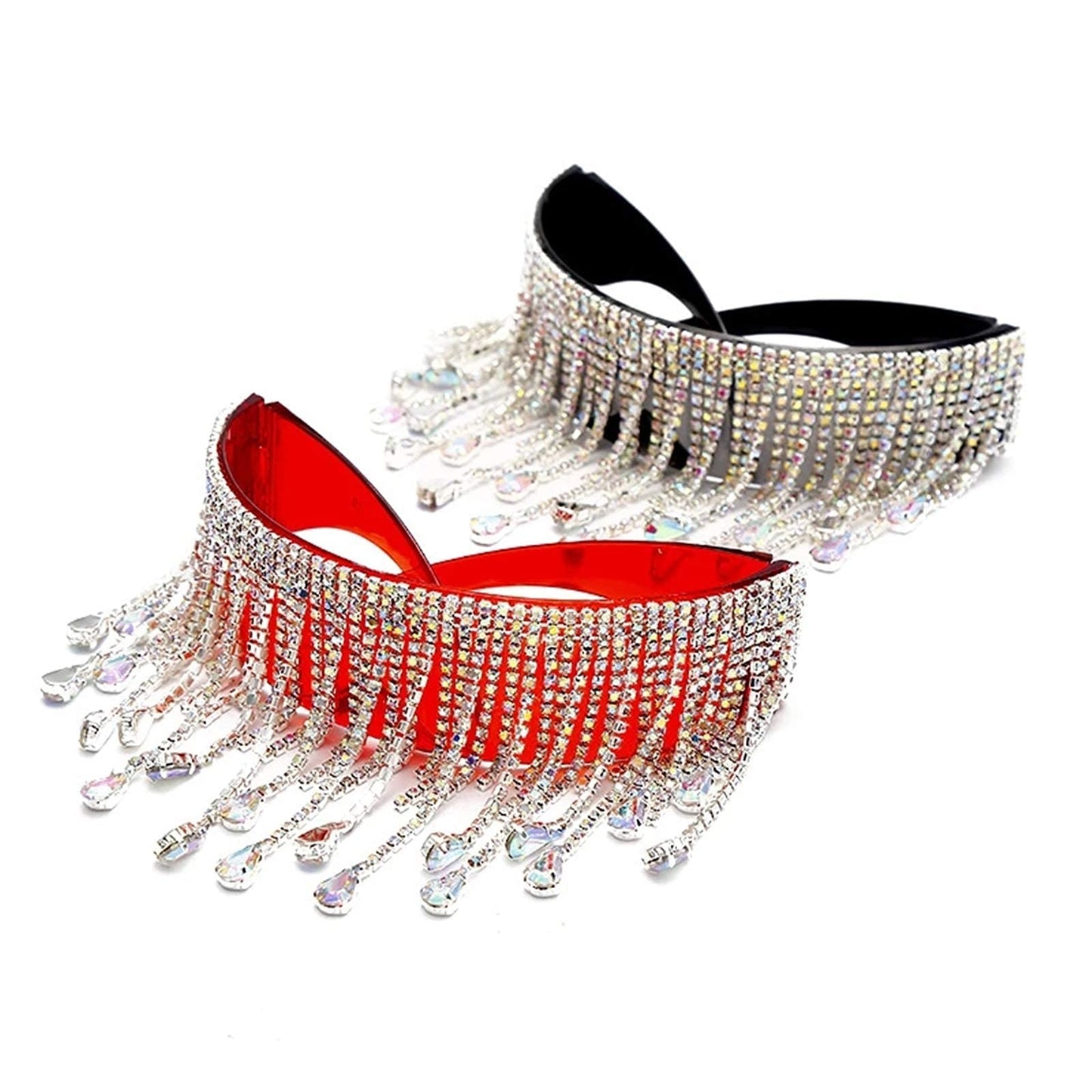 COTIA Oversized Goggles Sunglasses Women Luxury Fsahion Tassel Crystal Diamond Sun Glasses Mask Steampunk Eye Protection Glasses (black)