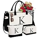 YOOLIFE Gifts for Women - Birthday Gifts for Women Mom Daughter Sister Friends, Personalized Initial Tote Bag, Letter K