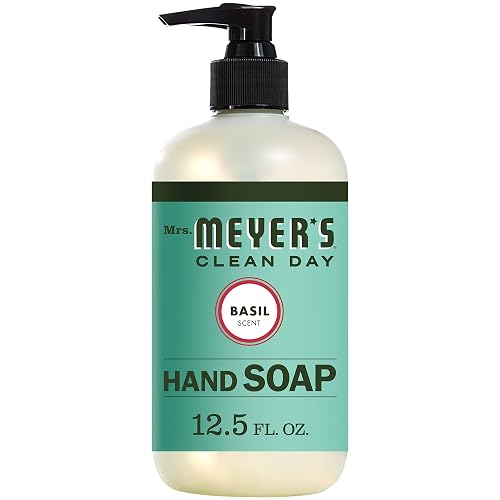 Mrs. Meyer's Hand Soap, Made with Essential Oils, Biodegradable Formula, Basil, 12.5 Fl. Oz