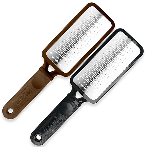 Microplane Colossal Foot File, Black and Brown - The Original Stainless-Steel Foot Scraper, Dead Skin/Callus Remover for Feet, Foot Scrubber, Pedicure