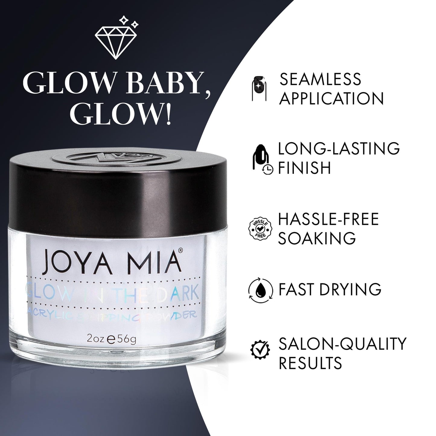 Glow-in-the-Dark Acrylic & Dipping Powder - Premium Nail Powder for Flawless Enhancements, Available in 12 Colors, 2 oz (DPGW-2) - Joya Mia Beauty & Personal Care JOYA MIA
