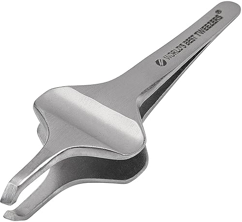 World's Best Tweezers Diamond Butterfly Tweezers - Wide Grip Slant Tip Precision Tweezers for Eyebrow, Facial & Ingrown Hair Removal - Perfectly