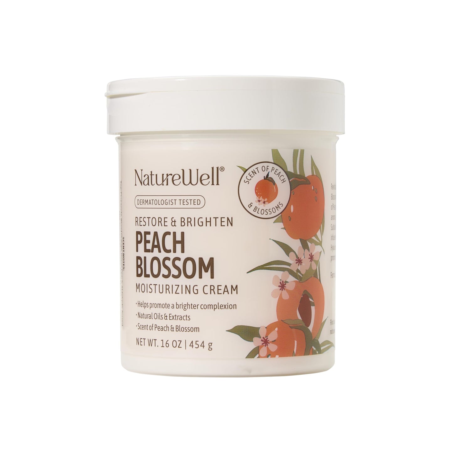 NATURE WELL Peach Blossom Restore & Brighten Moisturizing Cream For Face & Body, Infused With Peach Extract, Niacinamide, & Hyaluronic Acid, Promotes