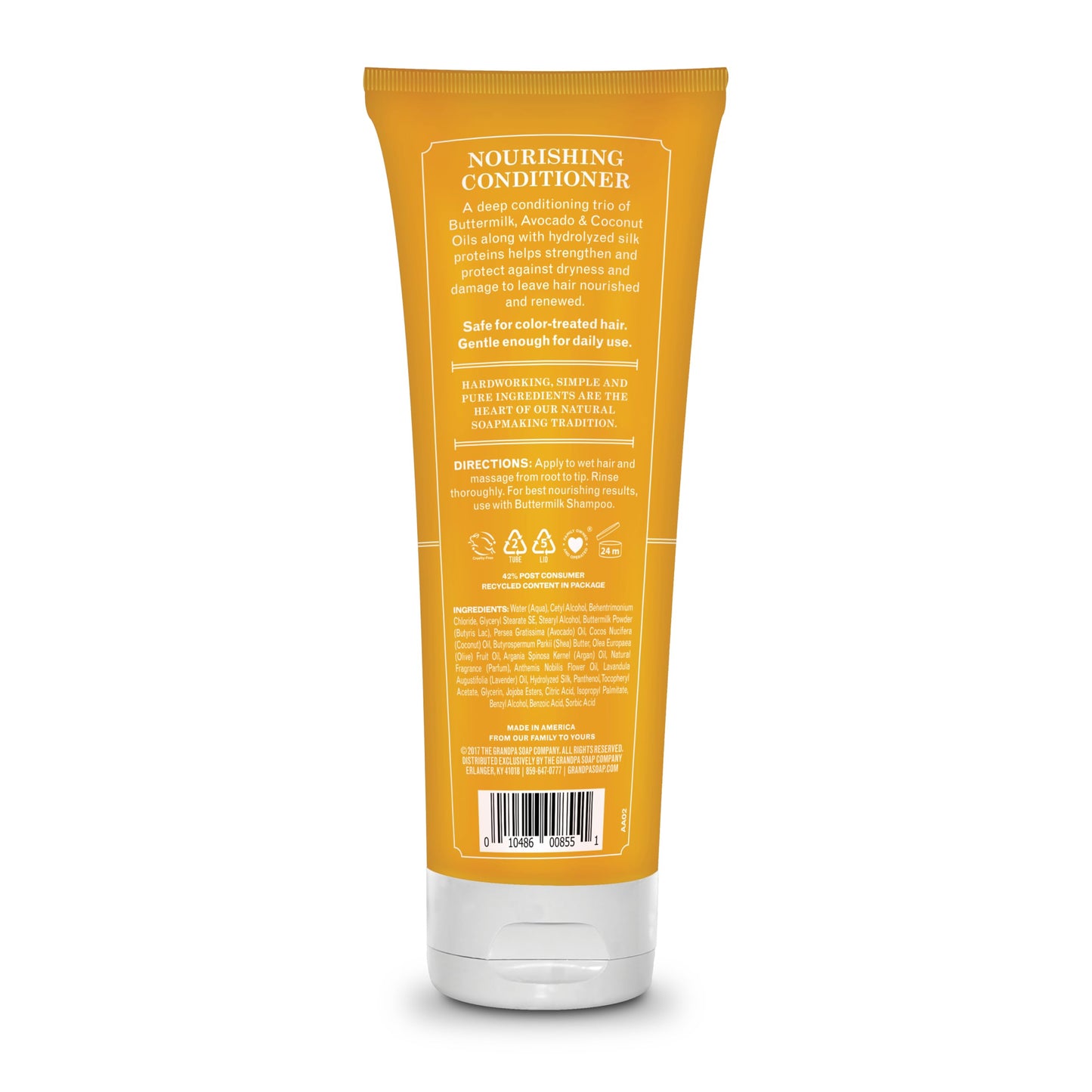 The Grandpa Soap Company Buttermilk Conditioner - Nourishing Formula to Help Strengthen and Hydrate Hair, With Coconut Oil & Silk Protein, Sulfates