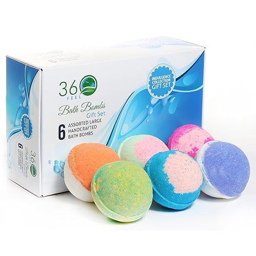360Feel Bath Bombs Gift Set - Handcrafted Moisturizing Bath Bombs for Women Infused with Essential Oils - an Ideal Gift for Any Occasion…