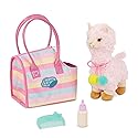 Pucci Pups - Plush Llama - Dog Carrier - Toy Llama - Striped Bag & Unicorn, Blue Comb & Bottle - Stuffed Animal - 3+ Years