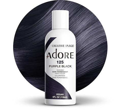 Adore Semi Permanent Hair Color - Vegan and Cruelty-Free Hair Dye - 4 Fl Oz - (125 Purple Black, 4 Fl Oz (Pack of 1))