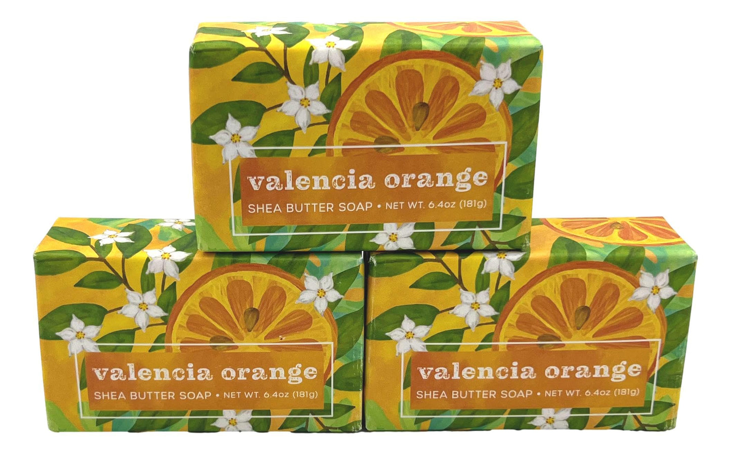 Greenwich Bay Trading Company Valencia Orange Shea Butter Soap, 6.4 oz Bars, Set of 3