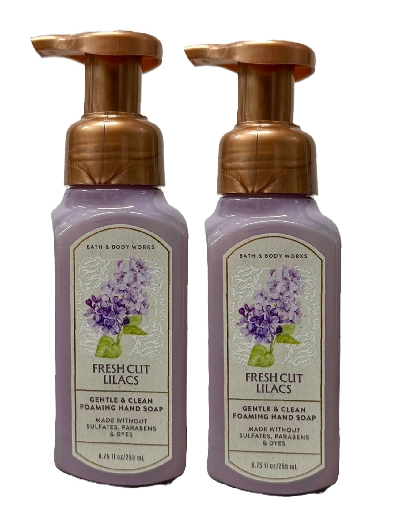 Bath and Body Works Gentle and Clean Foaming Hand Soap 8.75 oz each - Pack of 2 (Fresh Cut Lilacs)