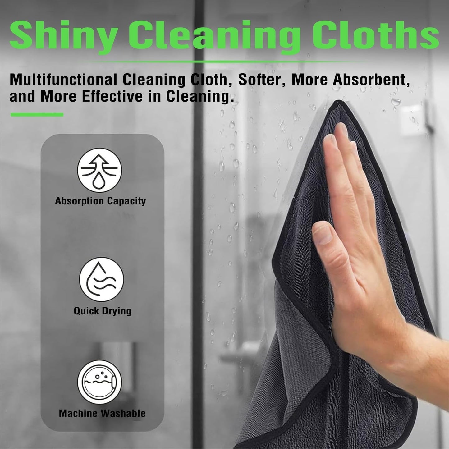 Deedlite Shiny Bath Wipes Shower Cleaning Cloths, Premium Car Drying Towel | Ultra Absorbent Twisted-Loop Design| Microfiber Towel for Car, Shower…