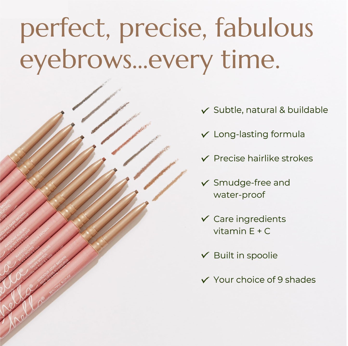 Chella Eyebrow Pencil - Easy-to-Use Brow Definer for Shaping, Filling & Blending - Long-Wear Taupe Eyebrow Pencils for Women with Precise Tip (Taupe)