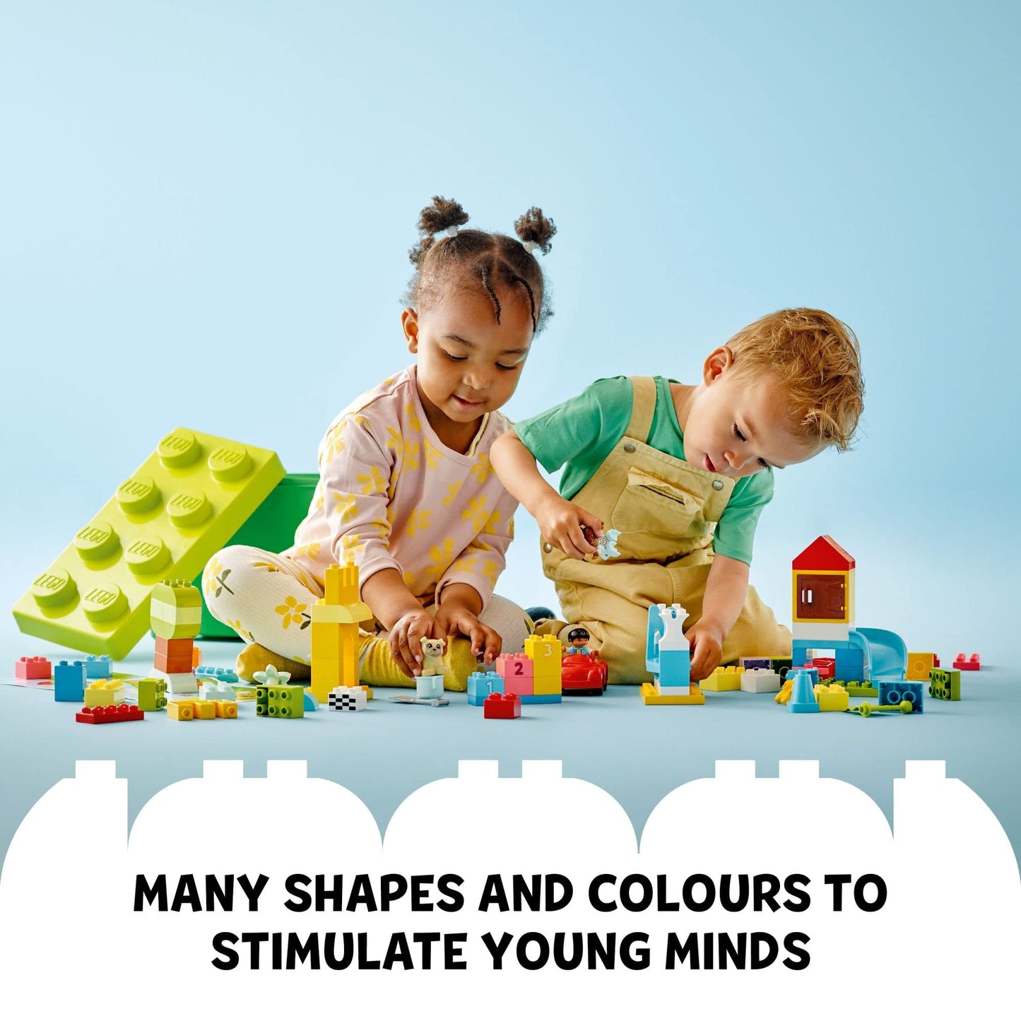 LEGO DUPLO Deluxe Brick Box 10914 Starter Set, Storage Box with Bricks, Figures, Dog & Car, Creative Learning Toy for Toddlers 18+ Months