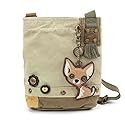 Chala Patch Cross-Body Women Handbag, Canvas Messenger Bag - Chihuahua - Sand