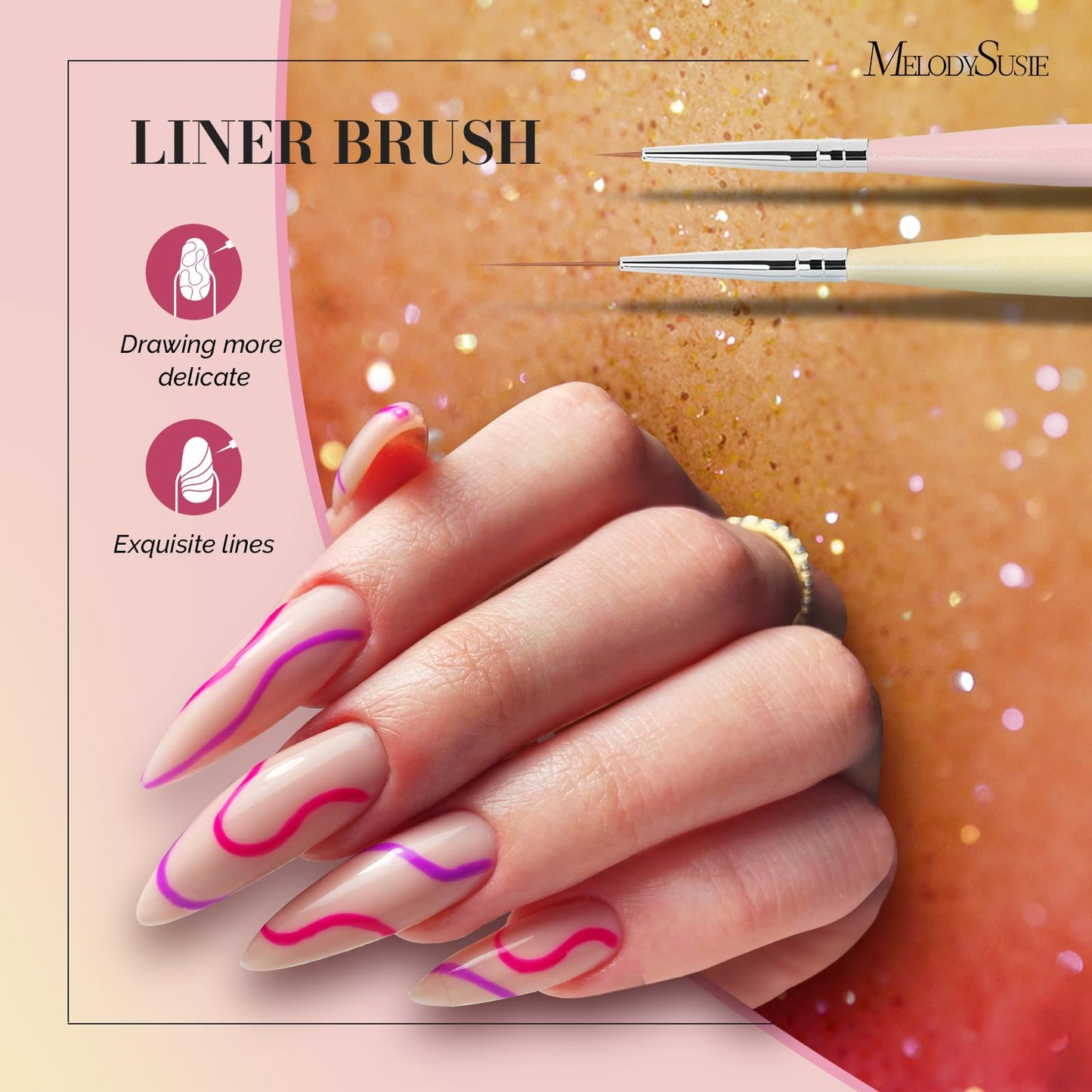 MelodySusie Nail Art Brushes Set,6pcs Nail Art Design Pen Painting Tools with Extension Gel Brush, Polish Brush, Builder Brush,Liner Brush, Carved Beauty and Personal Care MelodySusie