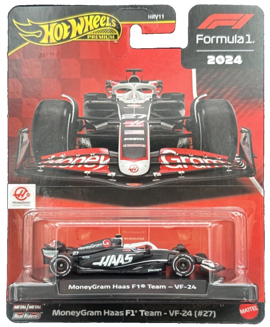 Hot Wheels Formula 1 Car MoneyGram Haas VF-24 NICO HULKENBERG 27 - Die Cast 1:64 Scale - Length 8 cm - JBM22