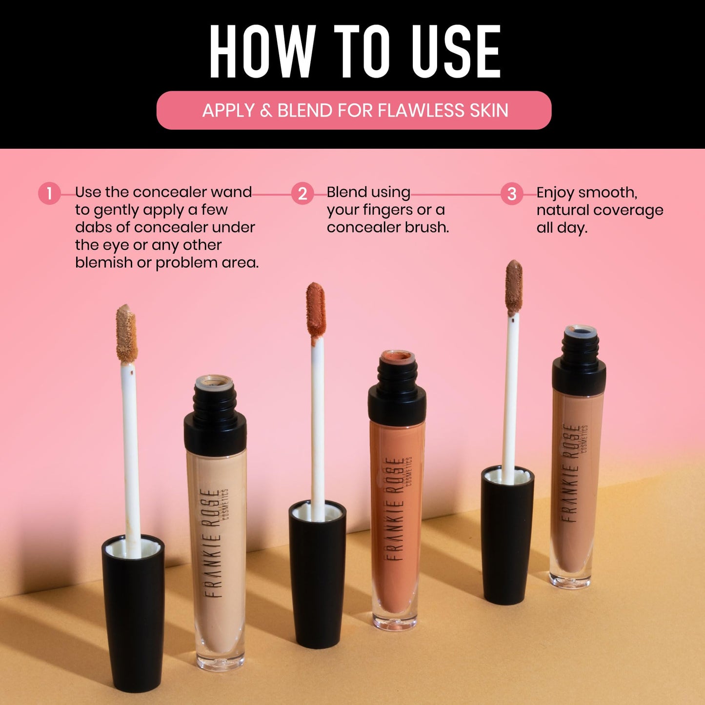 Frankie Rose Cosmetics Our Lil’ Secret Concealer - Full, Long Lasting Coverage for Dark Circles and Fine Lines - Easy to Blend - Soft, Smooth