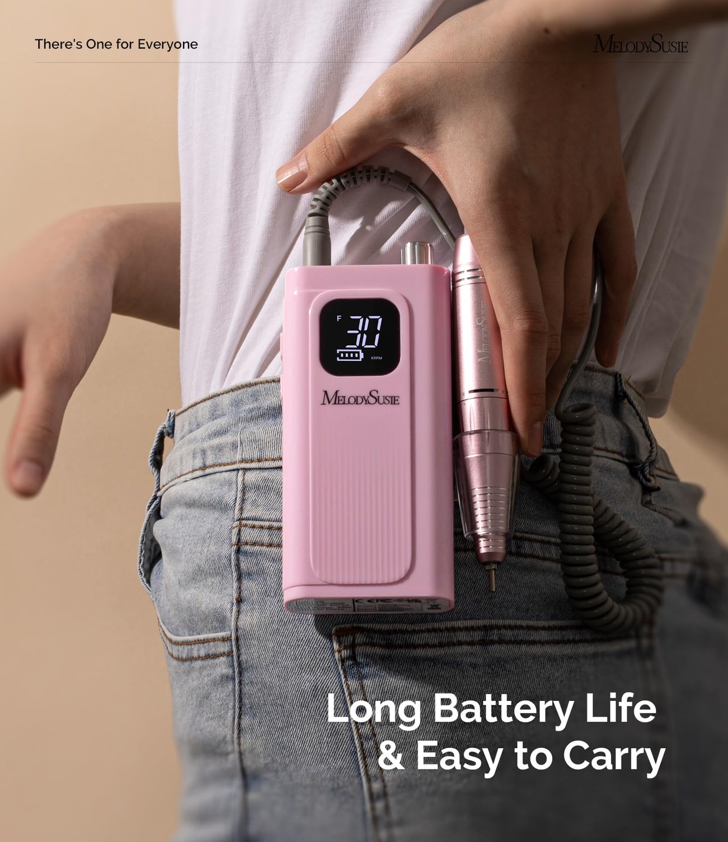 MelodySusie Entry-Level Clip-On Rechargeable Essential Nail Drill, SC300F 30000RPM E-File with LCD Display for All Manicure Shaping & Gel Removal Beauty and Personal Care MelodySusie