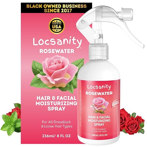 Locsanity Pure Rosewater Hair and Facial Spray - Regular Size Hydrating Face Mist to Soothe, Refresh, and Rejuvenate Skin, Reduce Oil and Buildup