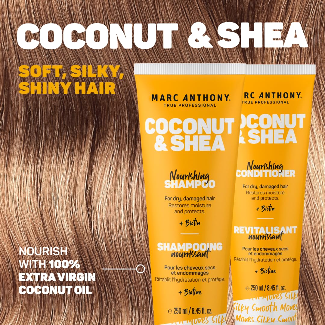 Marc Anthony Volumizing Shampoo and Conditioner Set with Coconut Oil & Shea Butter - Nourishing & Hydrating Haircare Infused with Biotin for Dry