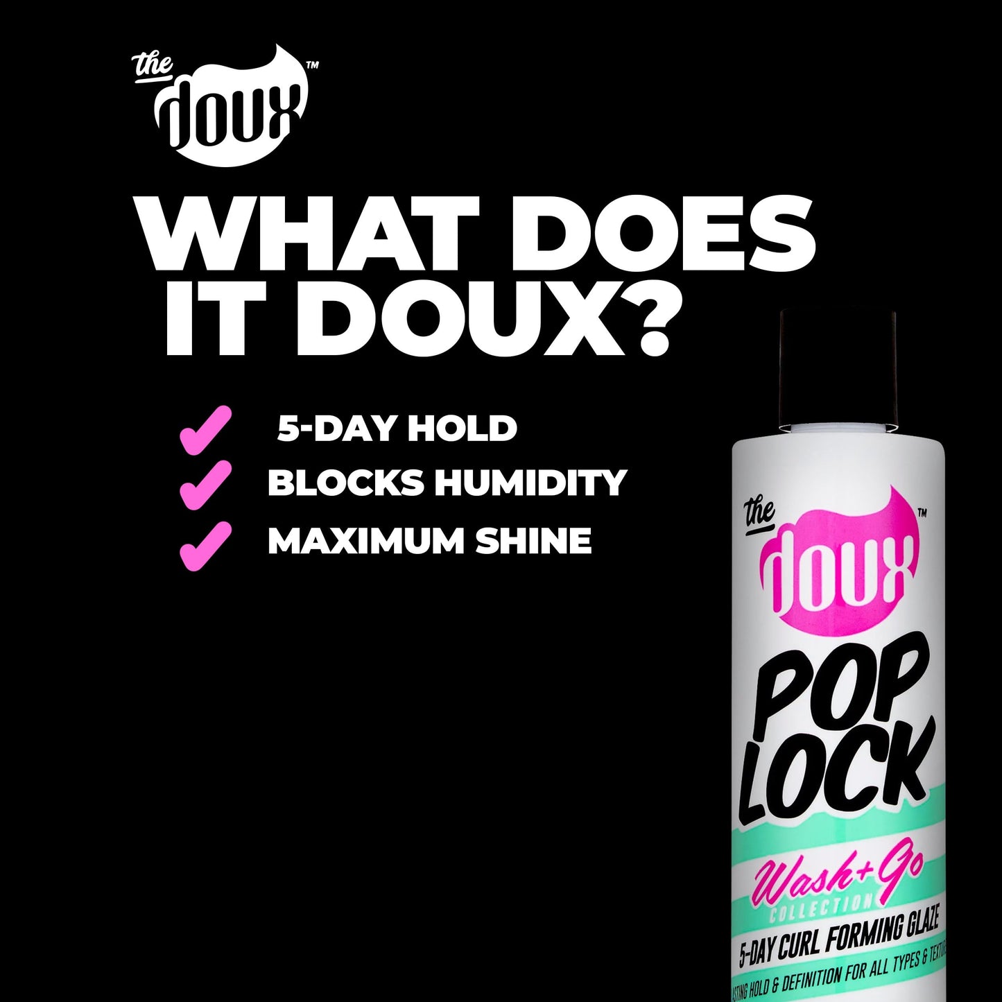 The Doux POP LOCK 5-Day Forming Glaze - Curl Enhancing Hair Products - Contains Honey and Argan Oil - Curl Products for Hold, Shine, and Anti-Humidity