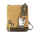 CHALA Handbags Canvas Crossbody Messenger Bags with White Slim Cat Coin Purse Combo (Brown)
