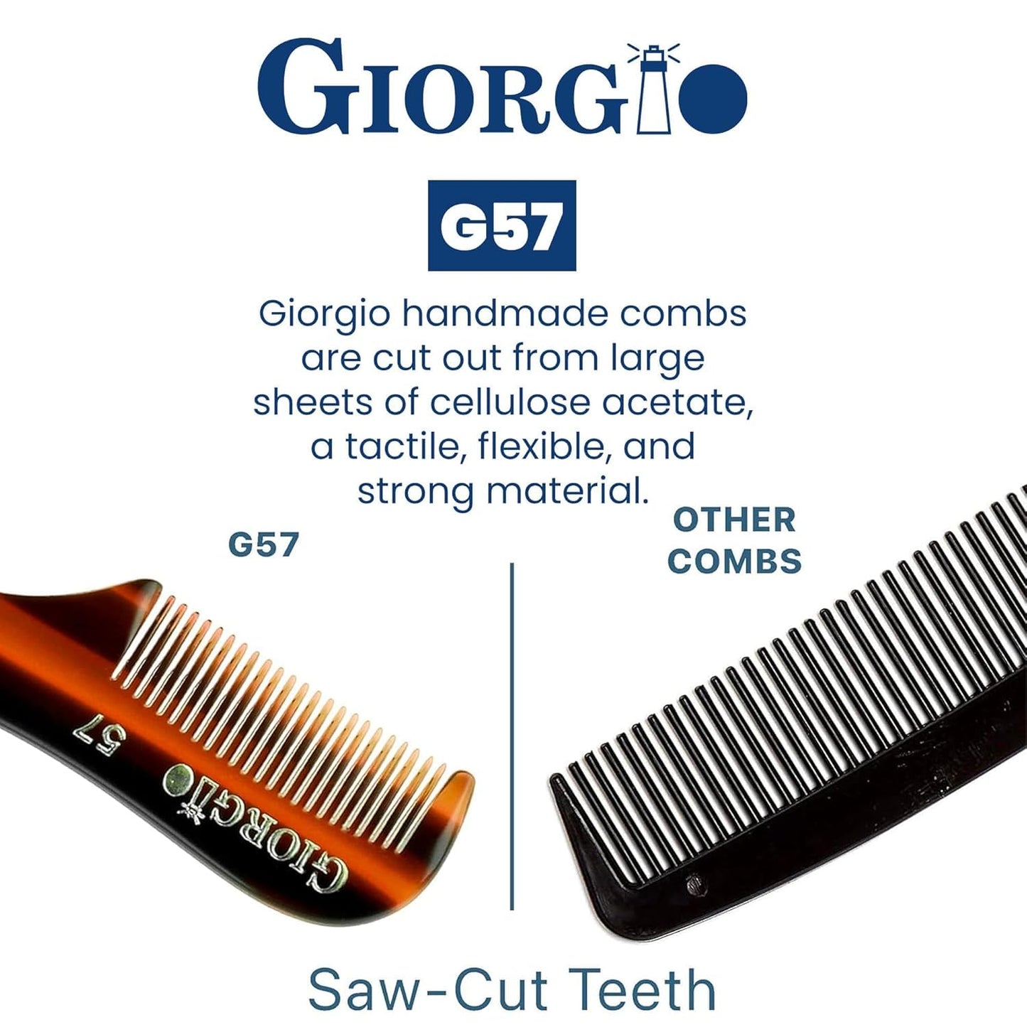 Giorgio G57 Extra Small 2.75 Inch Men's Fine Toothed Beard and Mustache Comb for Facial Hair Grooming and Styling. Wallet Pocket Comb Handmade Beauty and Personal Care GIORGIO