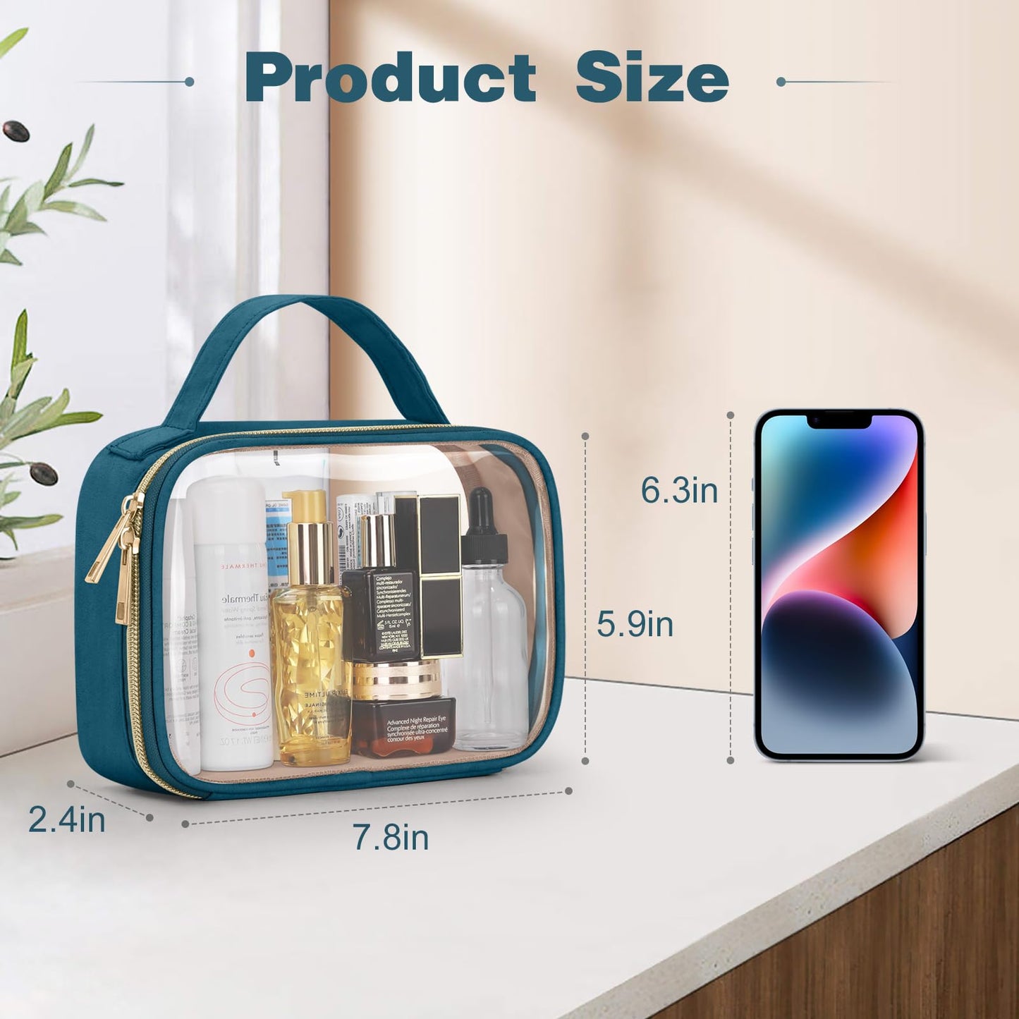 Wedama TSA Approved Toiletry Bag, 4 Pack Clear Makeup Bags with Handles, Quart Size Clear Toiletry Bags, PVC Cosmetic Bags for Women and Men, Carry on Beauty and Personal Care Wedama