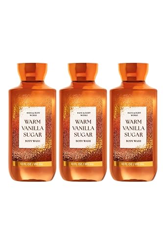 Bath & Body Works Warm Vanilla Sugar Body Wash - 3 Pack - 10 fl oz Each - Shea & Vitamin E - Vanilla, White Orchid & Sandalwood Scent