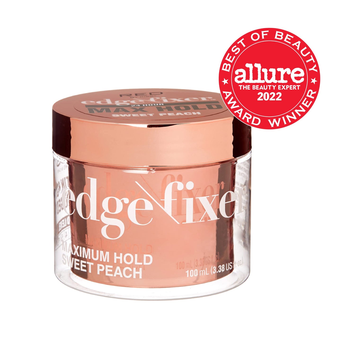 Red by Kiss Edge Fixer Hair Shine Gel, 24 Hour Max Hold, Non-Flaking, Biotin B7 Infused, Natural Styling, Professional Edge Control Wax, Perfect