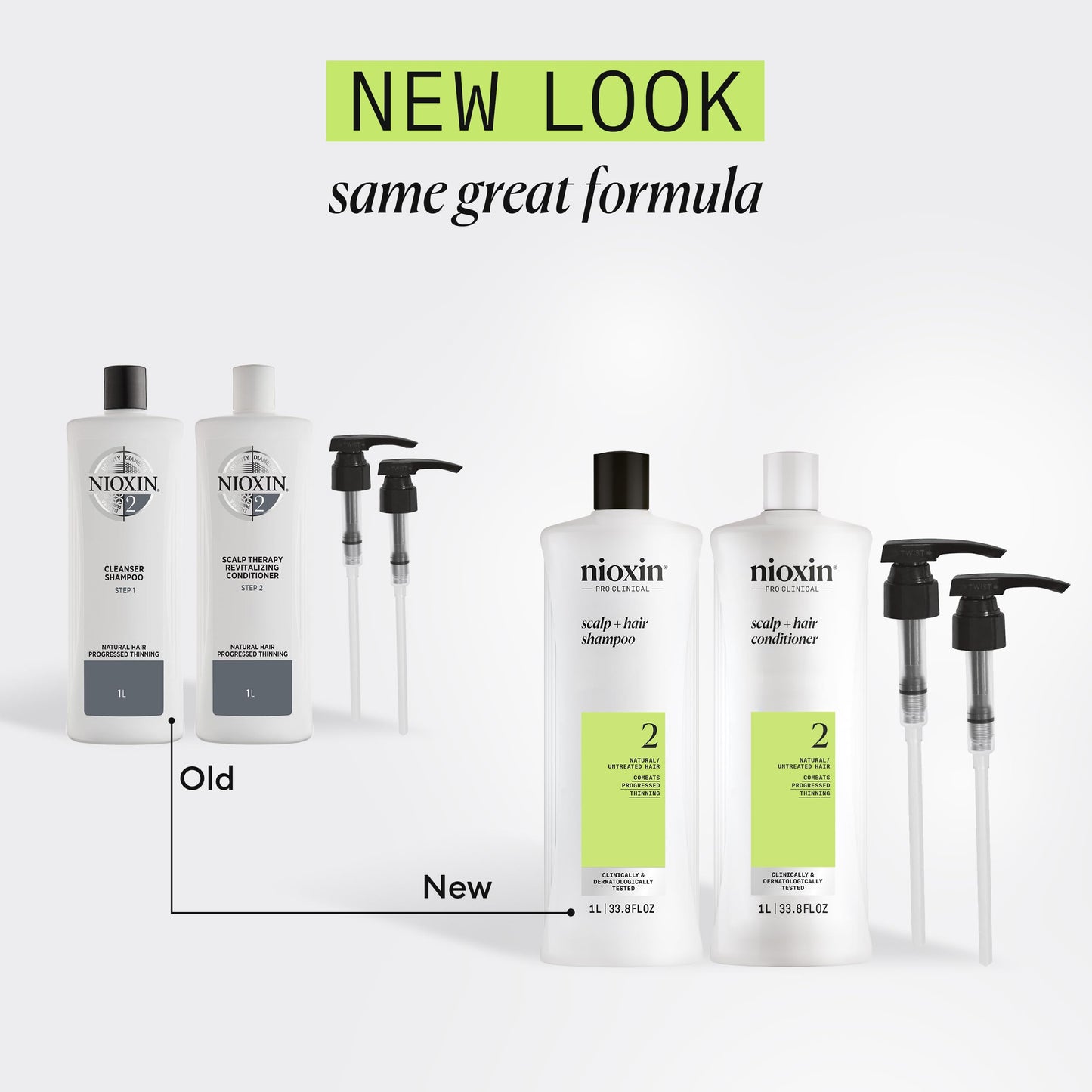 Nioxin System 2 Shampoo & Conditioner Prepack | For Natural or Untreated Hair with Progressed Thinning | With Niacinamide and Biotin | Pumps Included Beauty and Personal Care NIOXIN