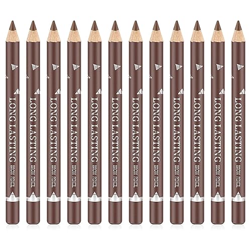 Go Ho 12 PCS Brown Eyebrow Eyeliner Pencils,Sweatproof Eyebrow Pencil,Long-lasting Nice Color Eye Brow Gel Pen Makeup Brow Tint Sticks?Medium Brown?