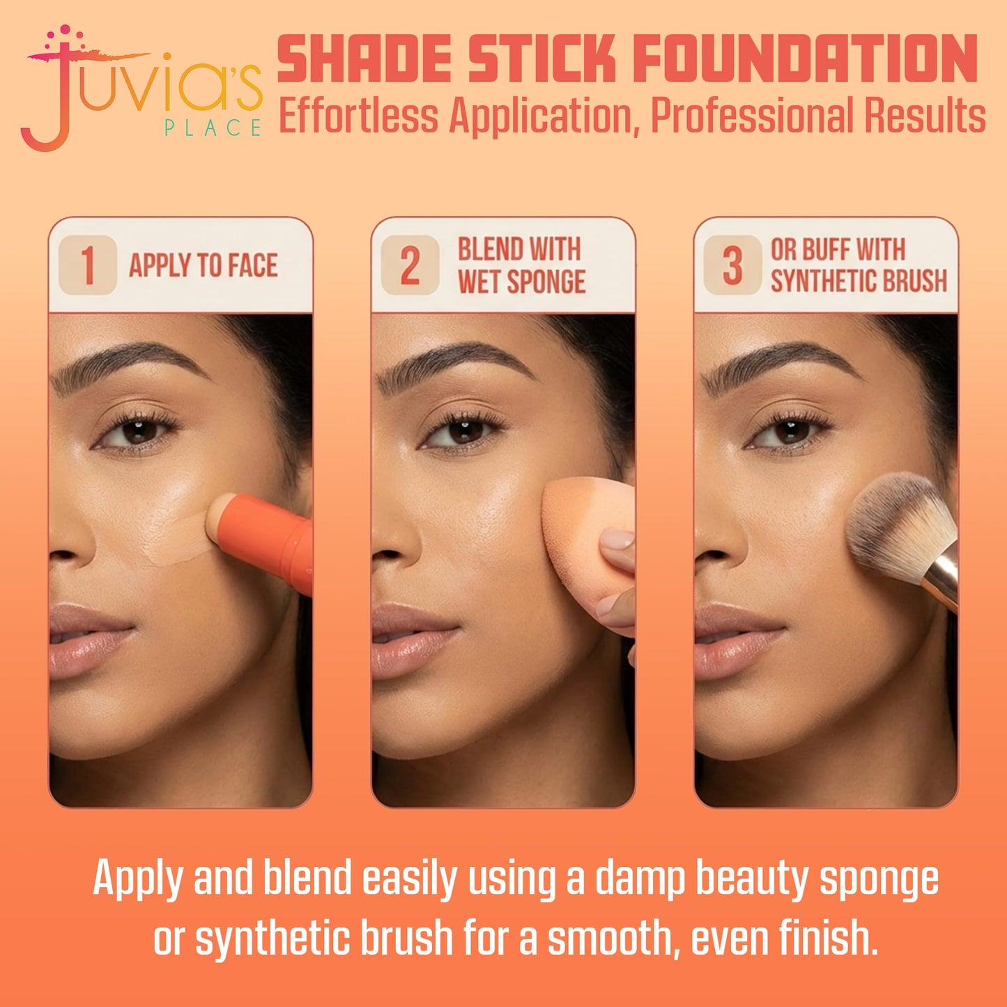 Juvia's Place The Shade Stick Foundation - Luxor - Light with Neutral Undertone for Fair to Light Skin Tones, Buildable Coverage for Foundation, Concealer & Contour, Creamy Formula, 0.34 oz