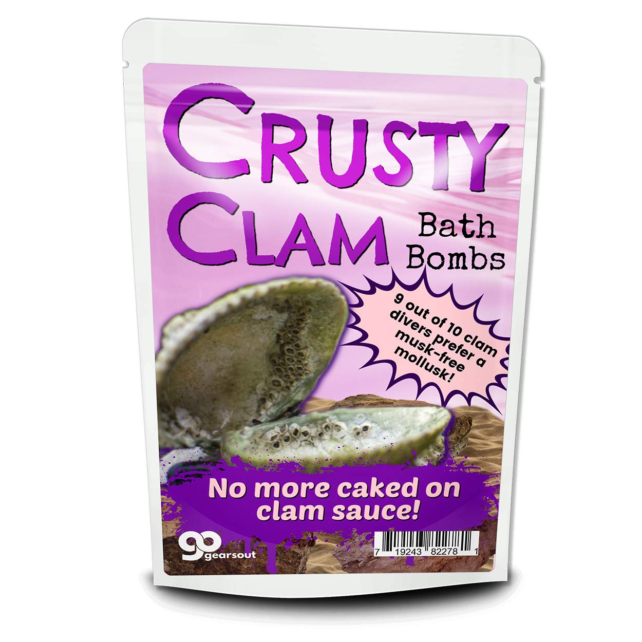 Crusty Clam Bath Bombs - Funny Giant Clam Design - XL Bath Fizzers for Women - XL Pink Bath Balls, Handcrafted, Made in America, 2 pk