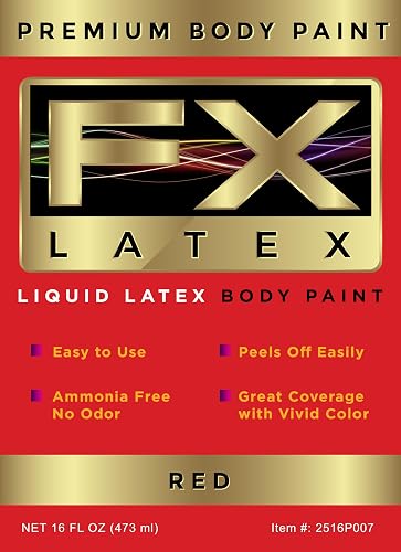 Liquid Latex - Face and Body Paint, Ammonia Free, Easy On and Off, Cosplay Makeup, Create Professional Monster, Zombie Arts 16 Oz (Red)