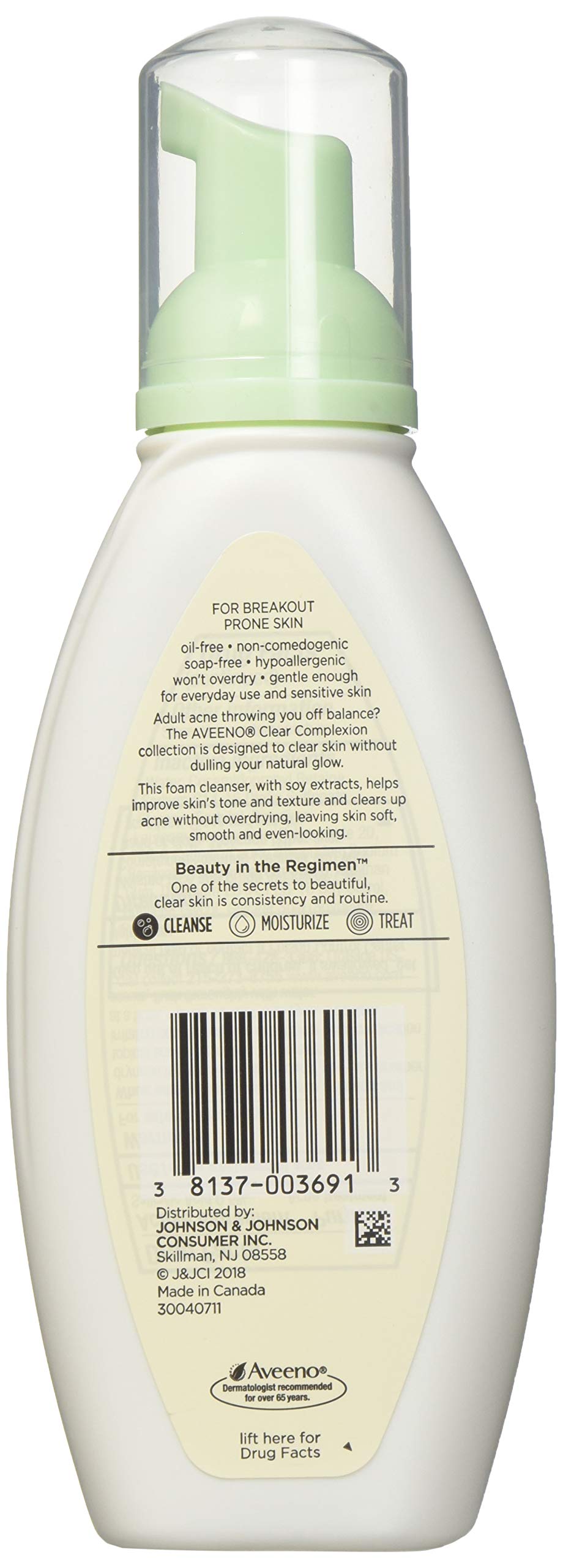 Aveeno Clear Complexion Foaming Cleanser, 6 Fluid Ounce - 12 per case.