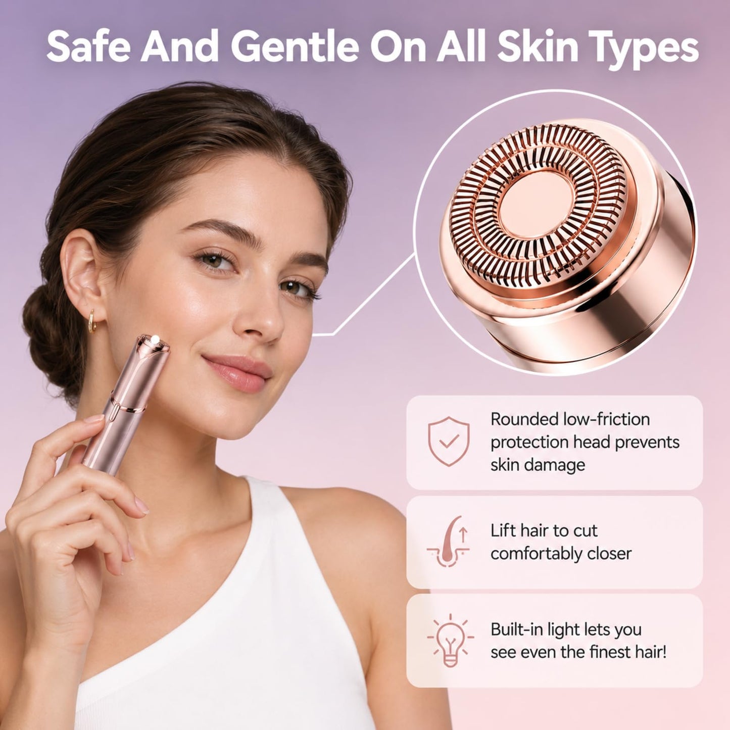 Flawless Facial Hair Remover for Women- as Seen on TV Painless Face Shaver -Mini Hair Remover, Electric Razor Shaver Portable Bikini Epilator Beauty and Personal Care VOEOUFH