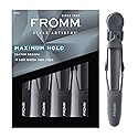 Fromm Professional Gator Hair Clips, 4.5", Double-Sided Teeth for Secure Sectioning on Wet or Dry Hair, Soft Matte Finish, Black, Pack of 4