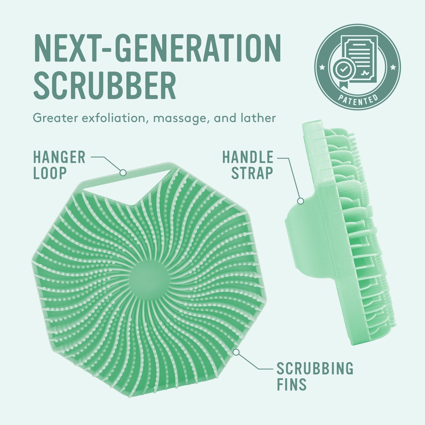 Sud Scrub® Antimicrobial Silicone Body Scrubber, Exfoliating Body Scrubber for Sensitive Skin, Eco Friendly Shower Scrubber for Body, Silicone Body